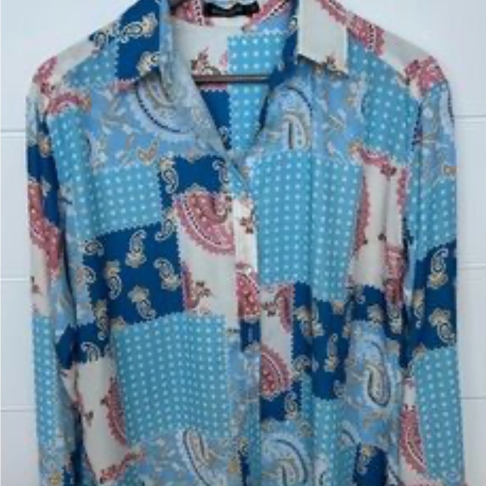 Women's Paisley Patchwork Button Down Shirt